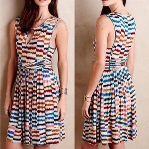 ANTHROPOLOGIE MAEVE MULTICOLORED SHORT SLEEVE MIDI